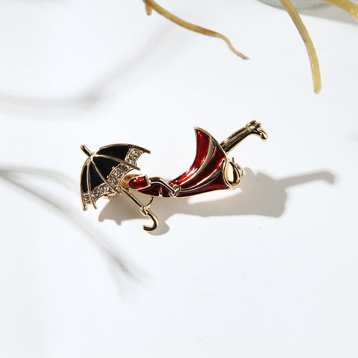 Precioso broche de mujer con forma de paraguas rojo