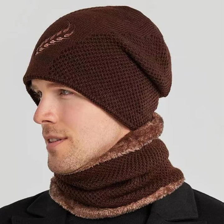 Conjunto de 2 gorros y calentadores de cuello con estampado de trigo bordado