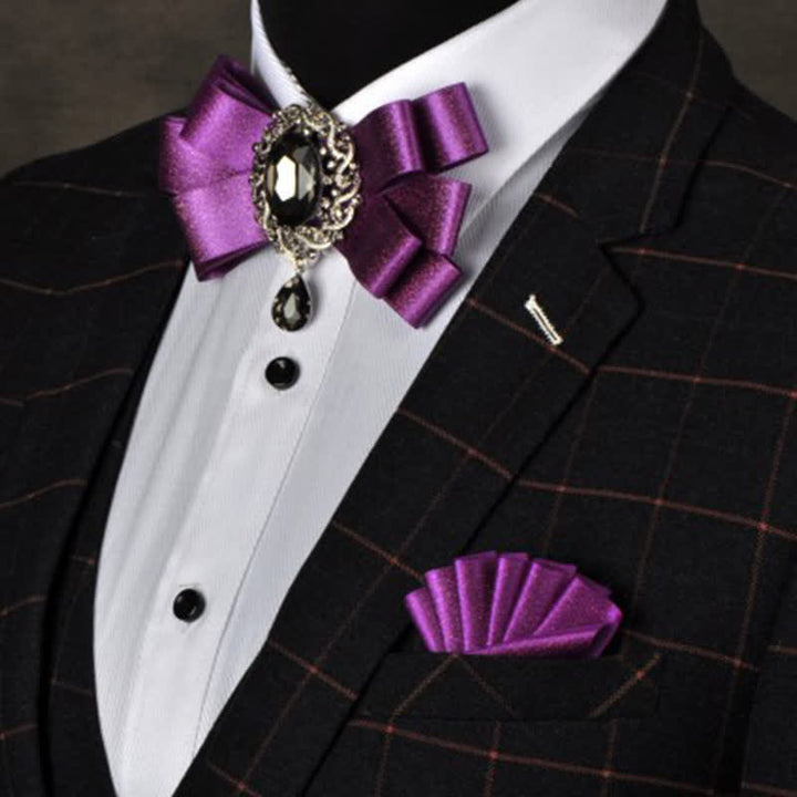 Conjunto de 3 pajaritas de color liso con diamantes de imitación negros