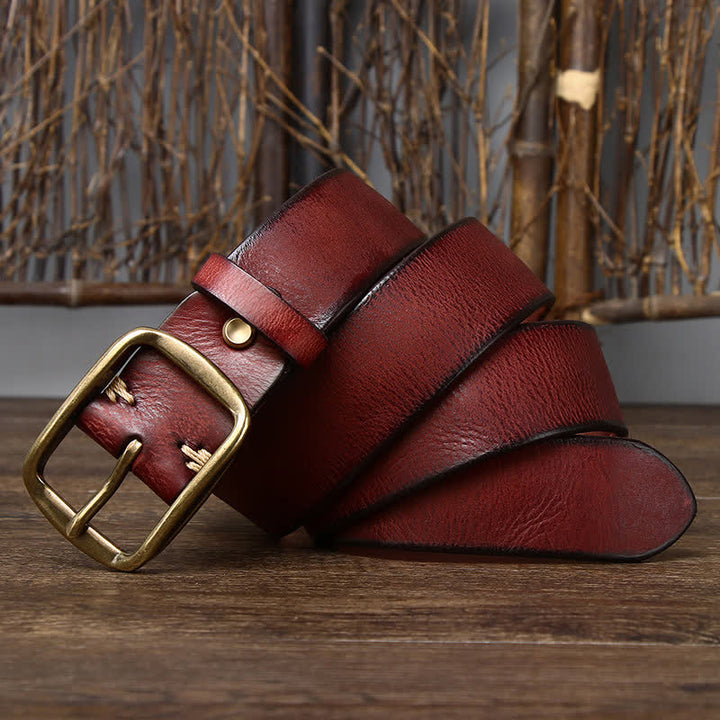 Cinturón elegante de cuero agrietado y desgastado para hombre