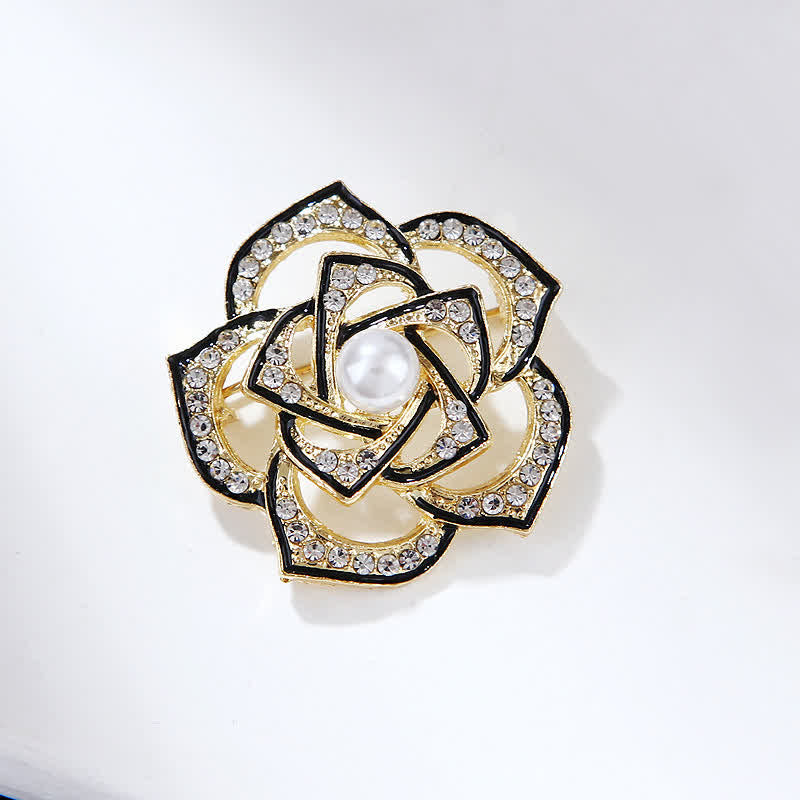 Broche de camelia hueca decorativa para mujer