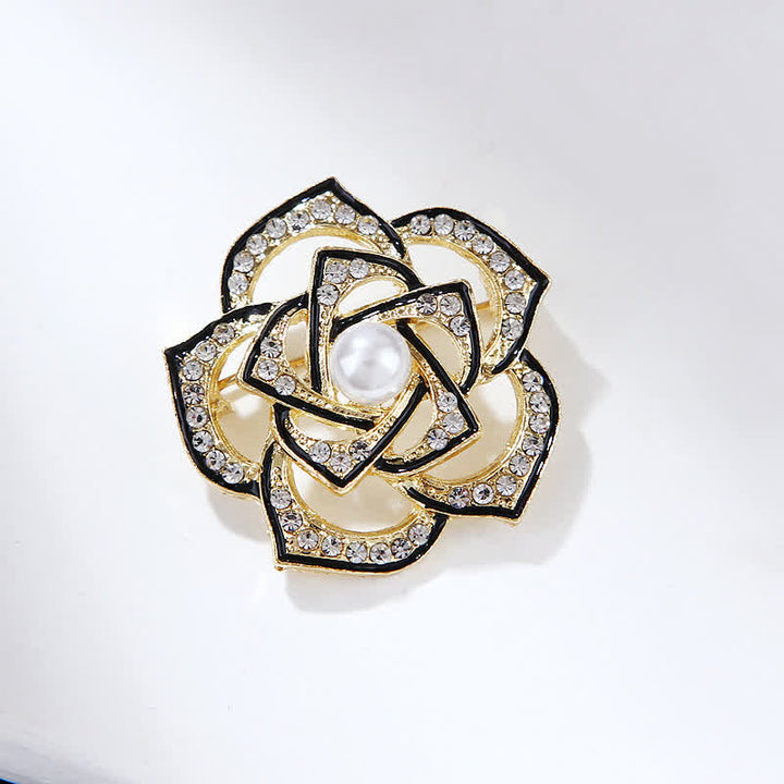 Broche de camelia hueca decorativa para mujer