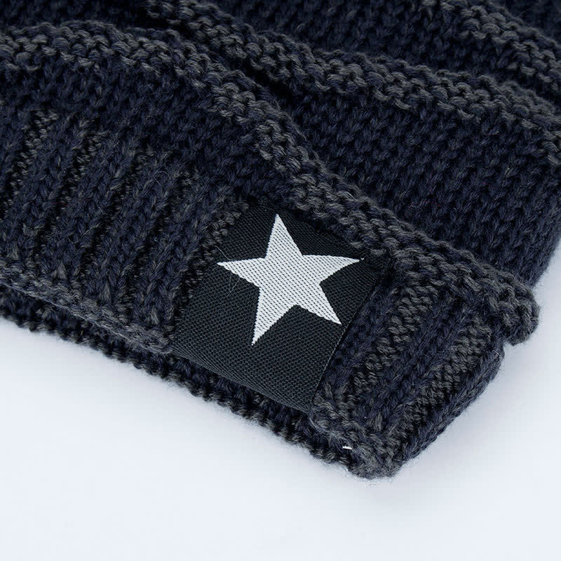 Gorro de punto de cinco estrellas con forro polar