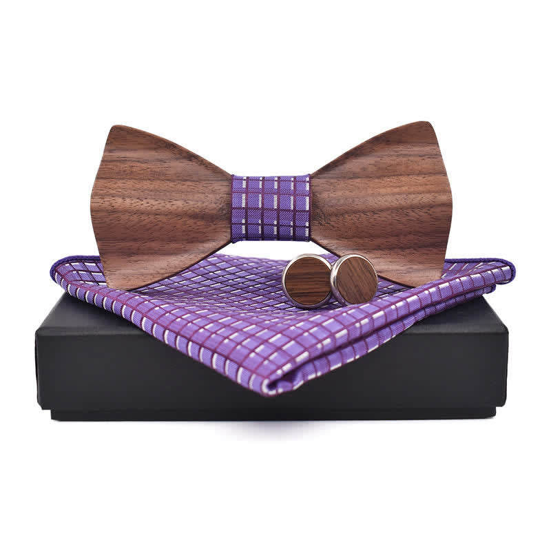Juego de 3 pajaritas de madera de nogal negro para hombre