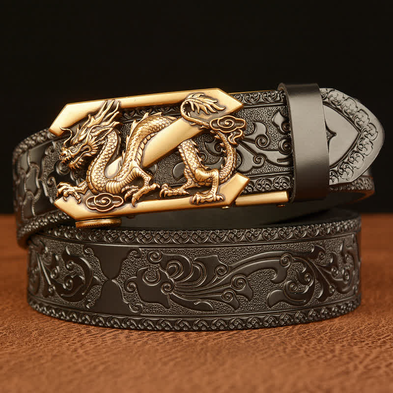 Cinturón de cuero con la letra Z del dragón retro en relieve para hombre