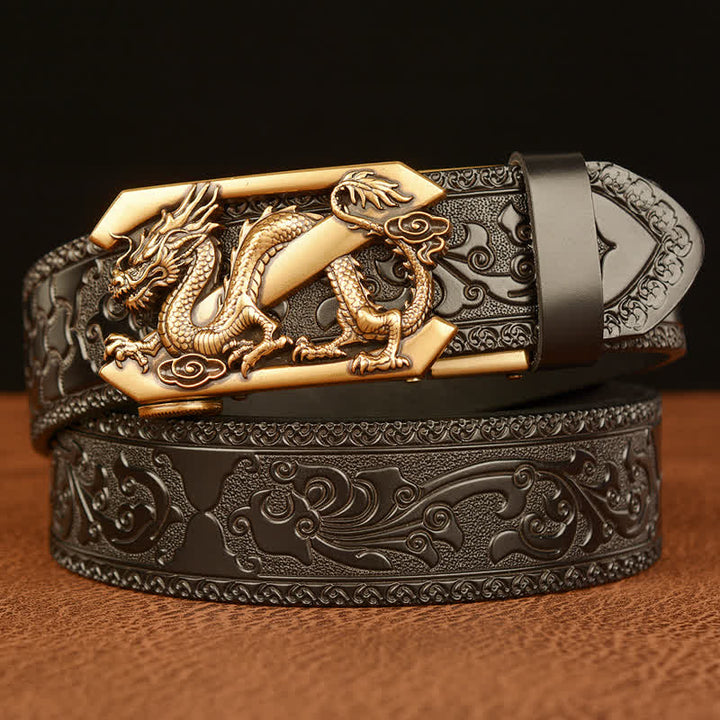 Cinturón de cuero con la letra Z del dragón retro en relieve para hombre