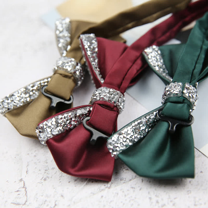 Pajarita de boda con brillantes diamantes de imitación para hombre