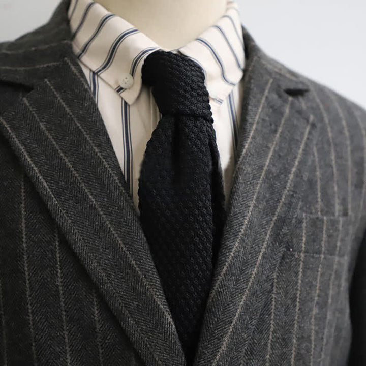 Corbata de punto estrecha y fina de color liso para hombre