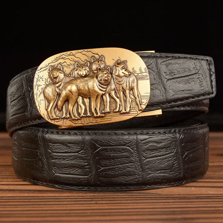 Cinturón de piel con estampado de cocodrilo de la marca Pack of Wolves para hombre