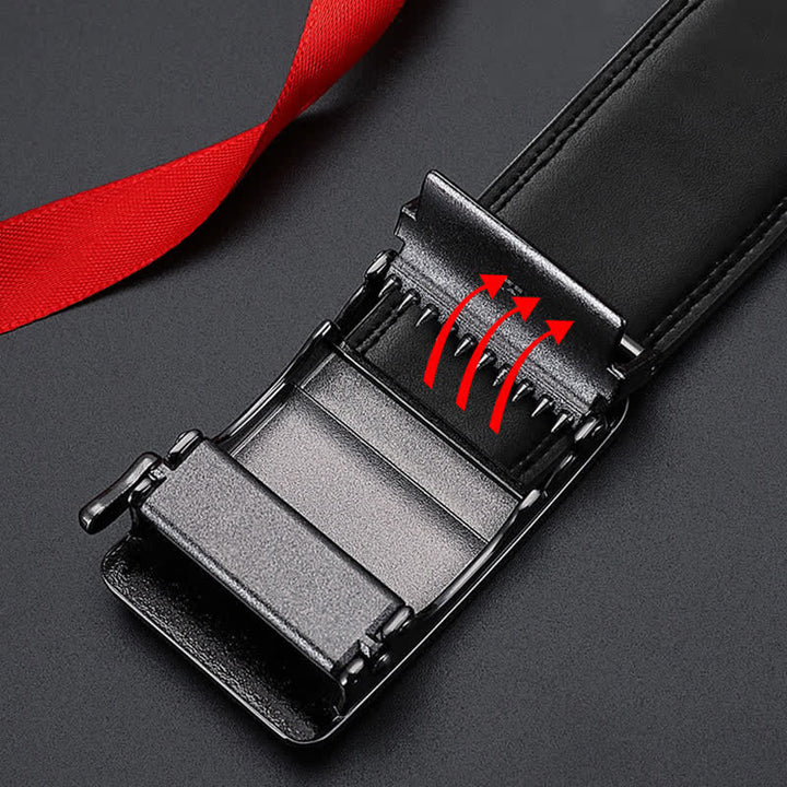 Cinturón de cuero con hebilla automática y relieve de lujo para hombre