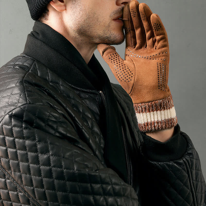 Guantes unisex de gamuza polar antideslizantes con dedos divididos