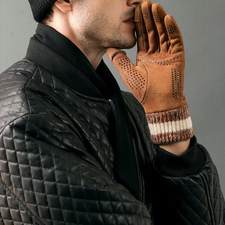 Guantes unisex de gamuza polar antideslizantes con dedos divididos