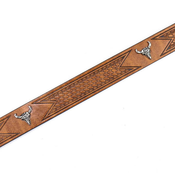 Cinturón de cuero Mad Bull grabado para hombre