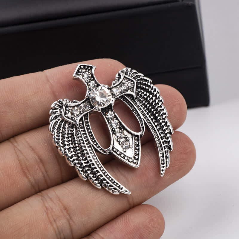 Broche de cruz con alas Soar In Faith para hombre
