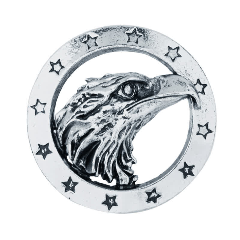 Broche de cabeza de halcón circular para hombre