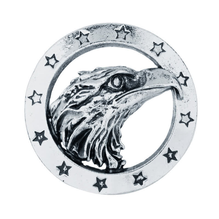 Broche de cabeza de halcón circular para hombre