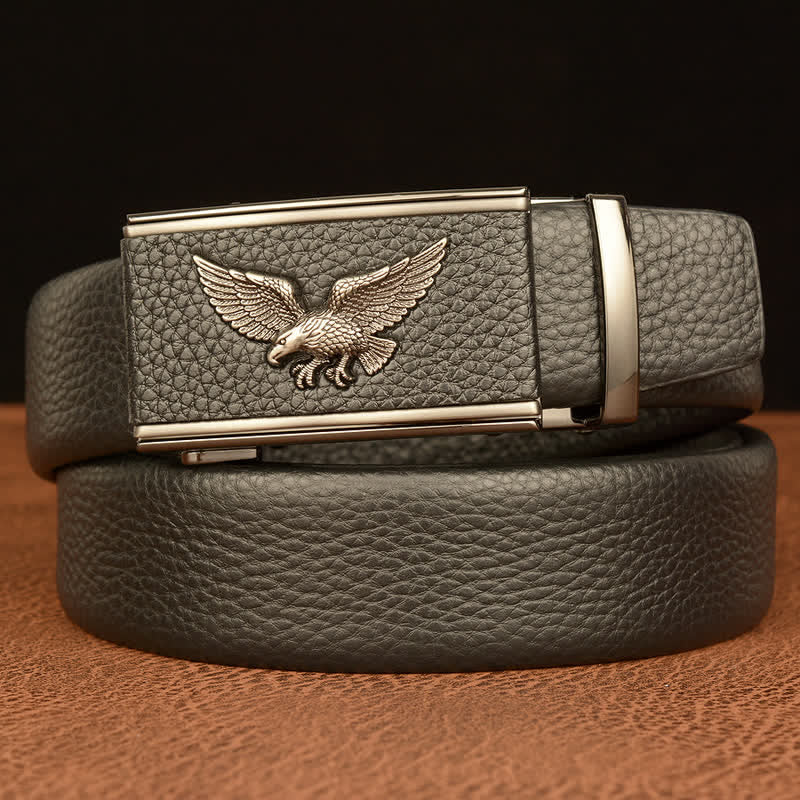Cinturón de cuero con hebilla automática para hombre, estilo ejecutivo, con águila y halcón