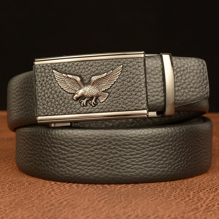 Cinturón de cuero con hebilla automática para hombre, estilo ejecutivo, con águila y halcón
