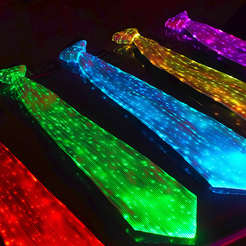 Corbata luminosa futurista de fibra óptica