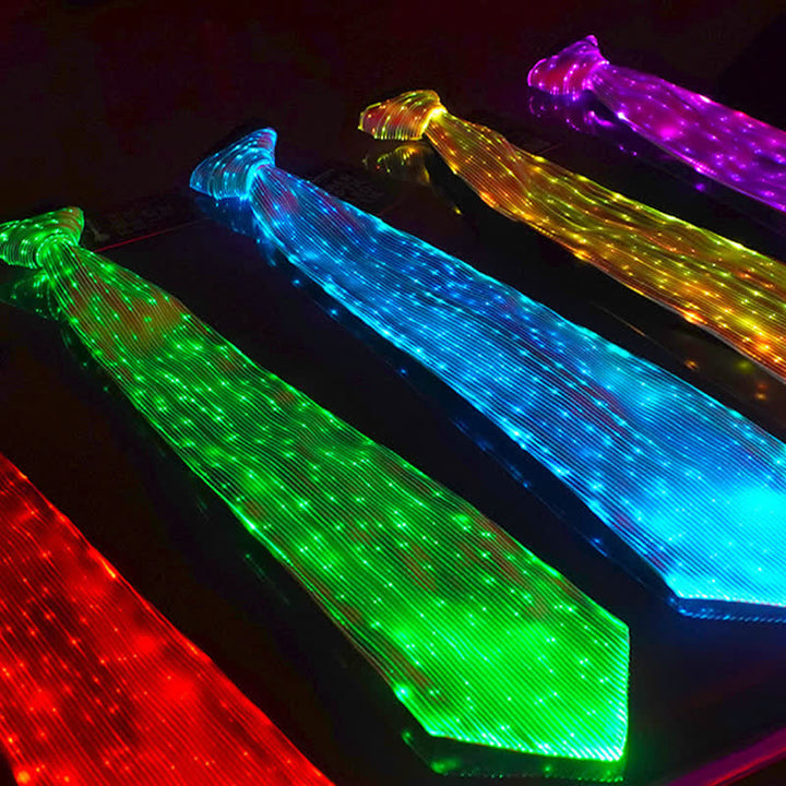 Corbata luminosa futurista de fibra óptica