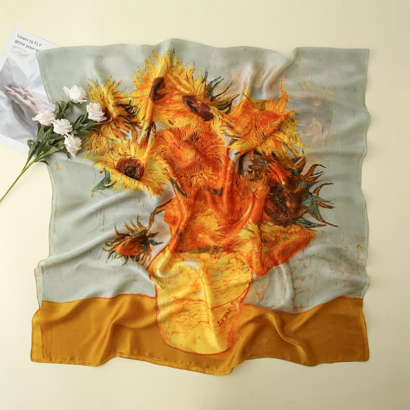 Bufanda fina de girasoles de Van Gogh para mujer
