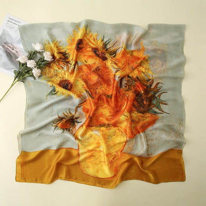 Bufanda fina de girasoles de Van Gogh para mujer