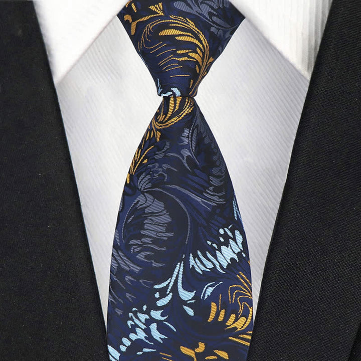 Corbata de flores con rayas de cachemira para hombre