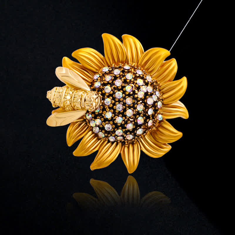 Broche de abeja encantadora con girasoles vivos para mujer