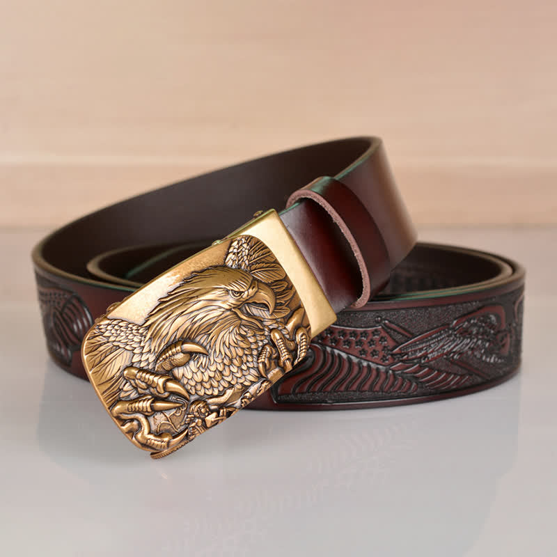 Cinturón de cuero con hebilla automática Mighty Eagle Sharp Claw para hombre