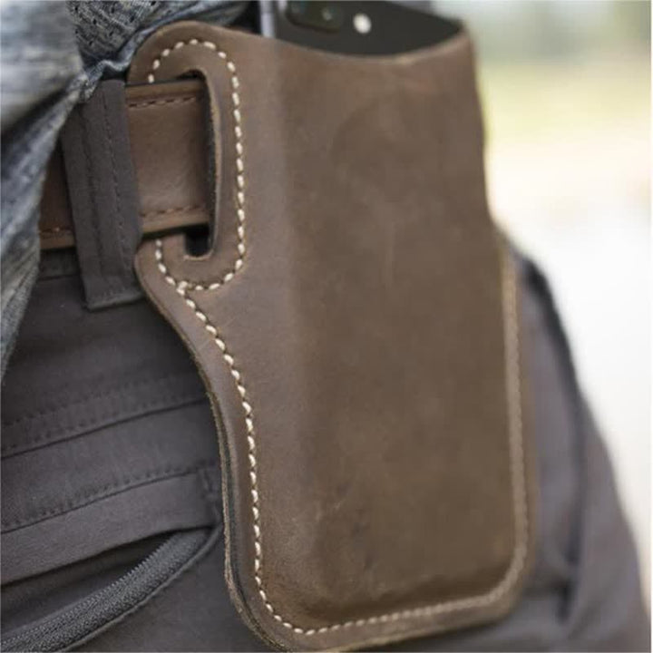 Funda de cuero para teléfono móvil con correa para el cinturón