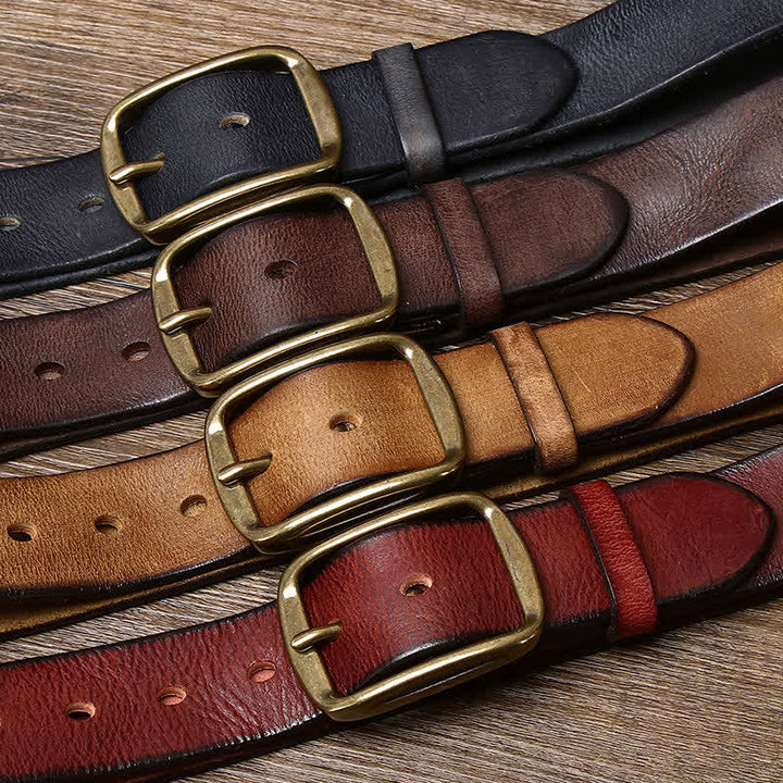 Cinturón elegante de cuero agrietado y desgastado para hombre