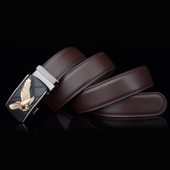 Cinturón de cuero con hebilla automática con diseño de águila animal para hombre