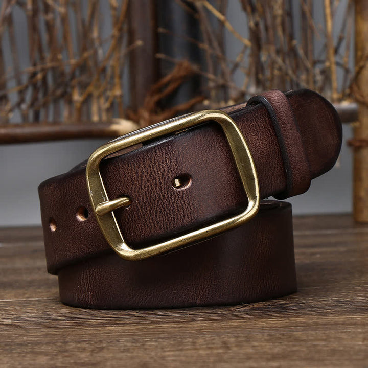Cinturón elegante de cuero agrietado y desgastado para hombre
