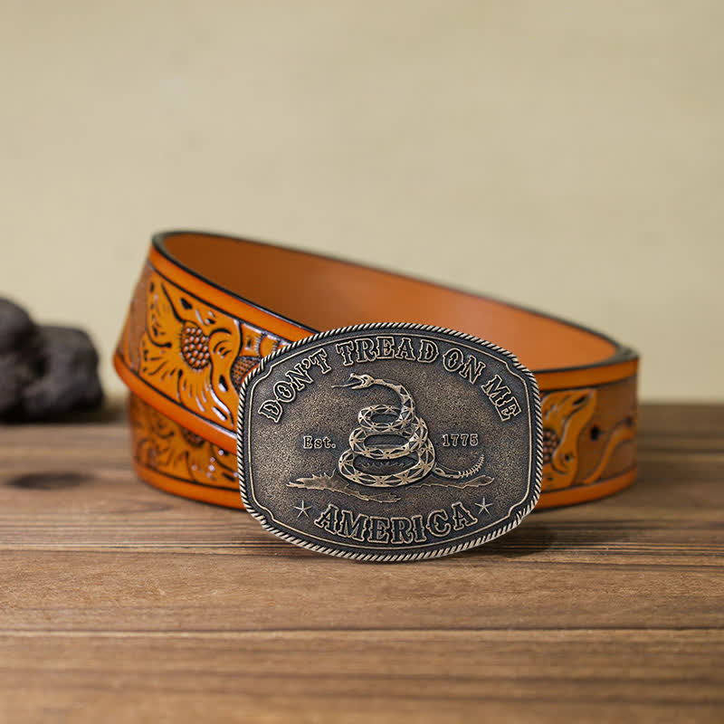 Cinturón de cuero con hebilla estilo pirámide para hombre, hecho a mano