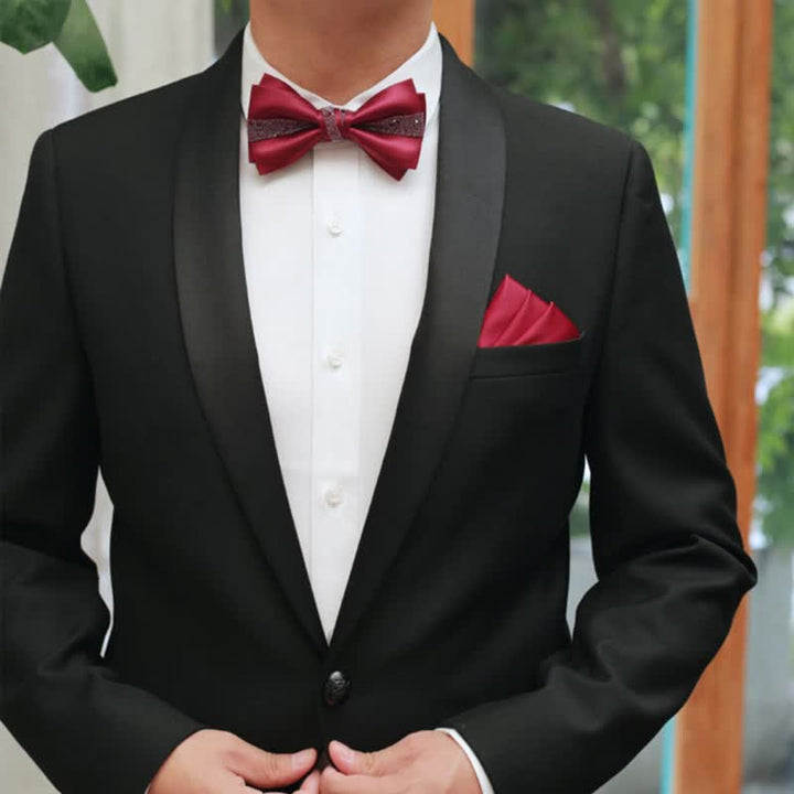 Pañuelo de bolsillo con lazo y diamantes de imitación en color rojo para hombre