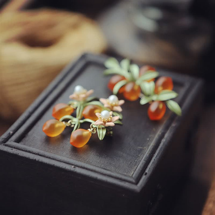Broche pastoral de naranja y bayas para mujer