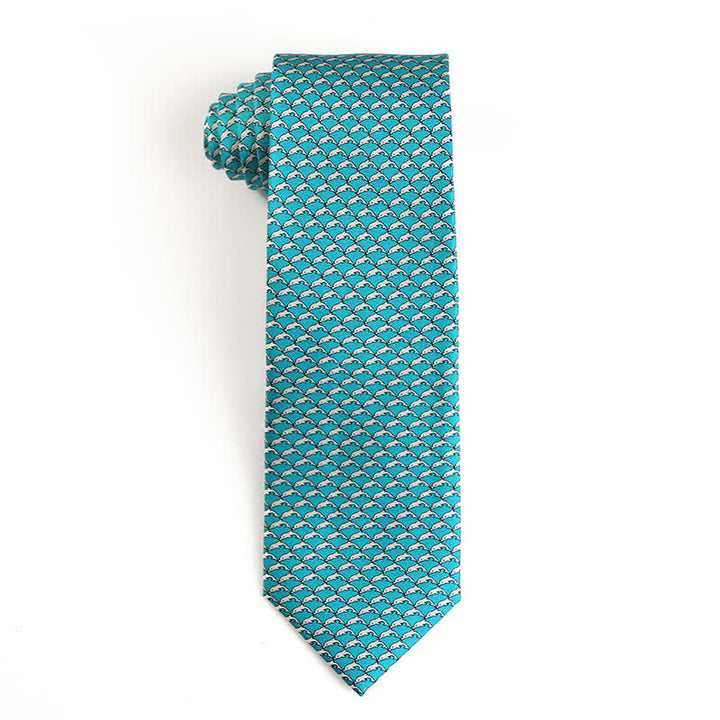 Corbata de seda pura con motivos de animales bailando para hombre