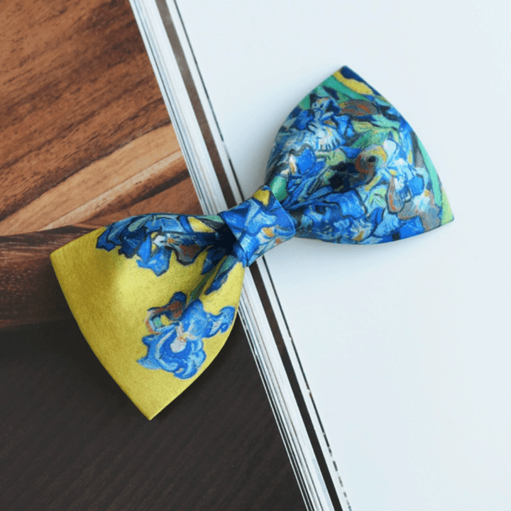 Pajarita con estampado creativo de aceite y iris amarillo para hombre