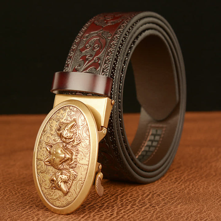 Cinturón de cuero para hombre de la leyenda de los lobos hambrientos