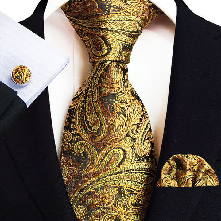 Conjunto de 3 corbatas clásicas con estampado floral de cachemira para hombre