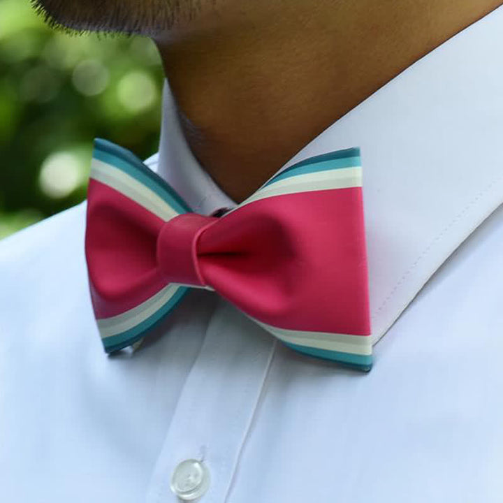 Pajarita de rayas rosas y verdes para hombre