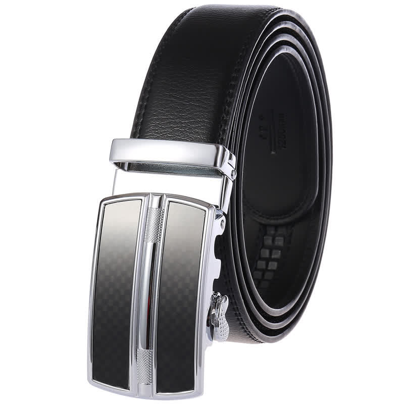 Cinturón de cuero con hebilla automática hueca simple para hombre