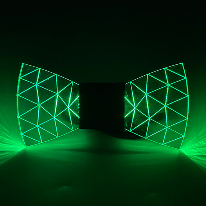 Pajarita acrílica con diseño de diamantes y luces LED de neón de 7 colores