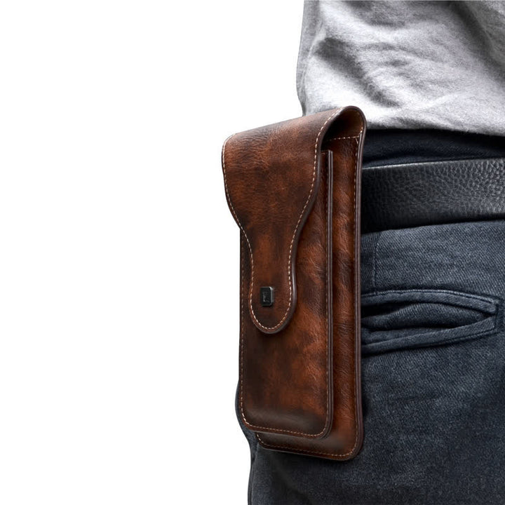 Estuche para teléfono móvil con clip magnético de doble capa y cinturón
