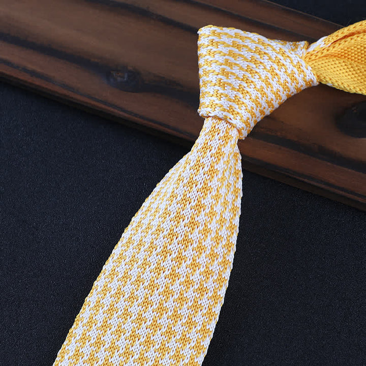 Corbata de punto con cuadros escoceses y pata de gallo para hombre
