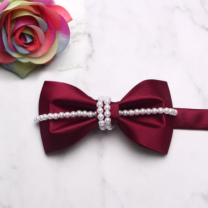 Pajarita con cadena y decoración de perlas para hombre