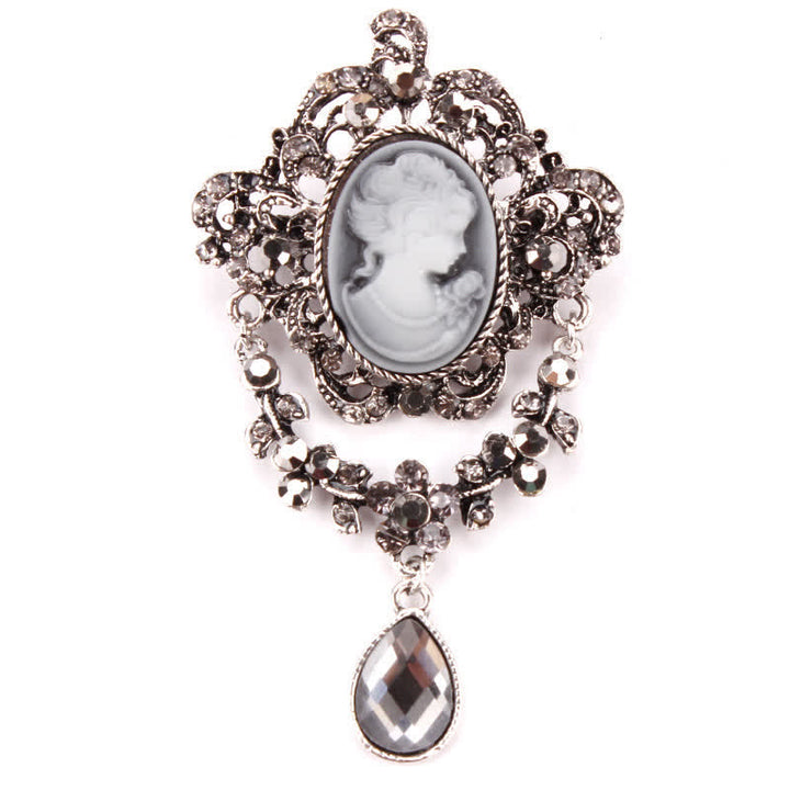 Broche de lágrima con camafeo para mujer