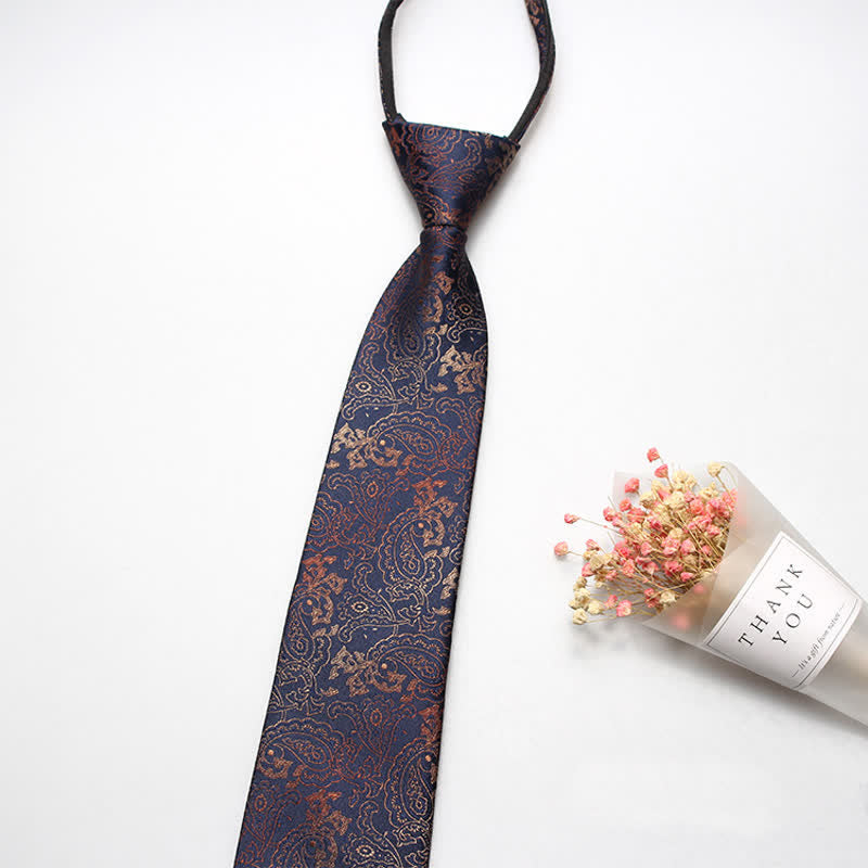 Corbata con cremallera y diseño de flores de cachemira retro para hombre