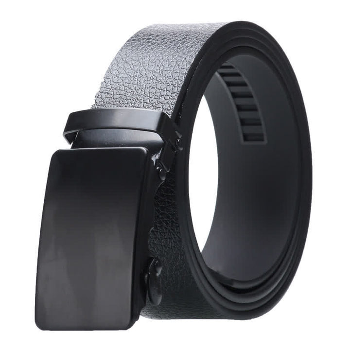 Cinturón de cuero negro con hebilla automática para hombre