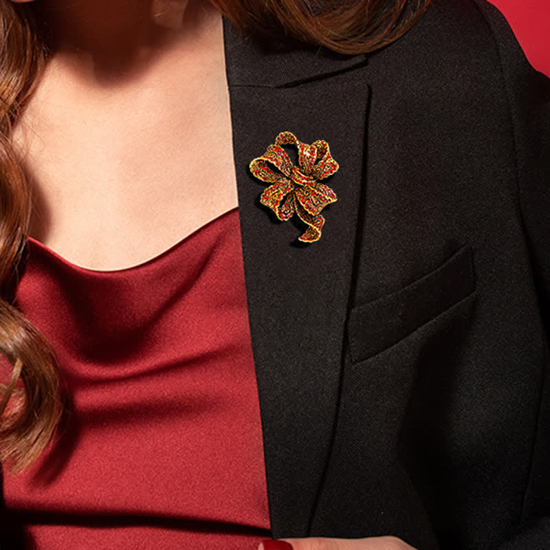 Broche de circonita con lazo estilo bohemio vintage para mujer
